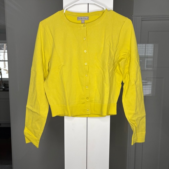 J. Crew New Jackie Cardigan Premium Ultra-fine Cotton Blend Burnished Citron - Picture 2 of 5